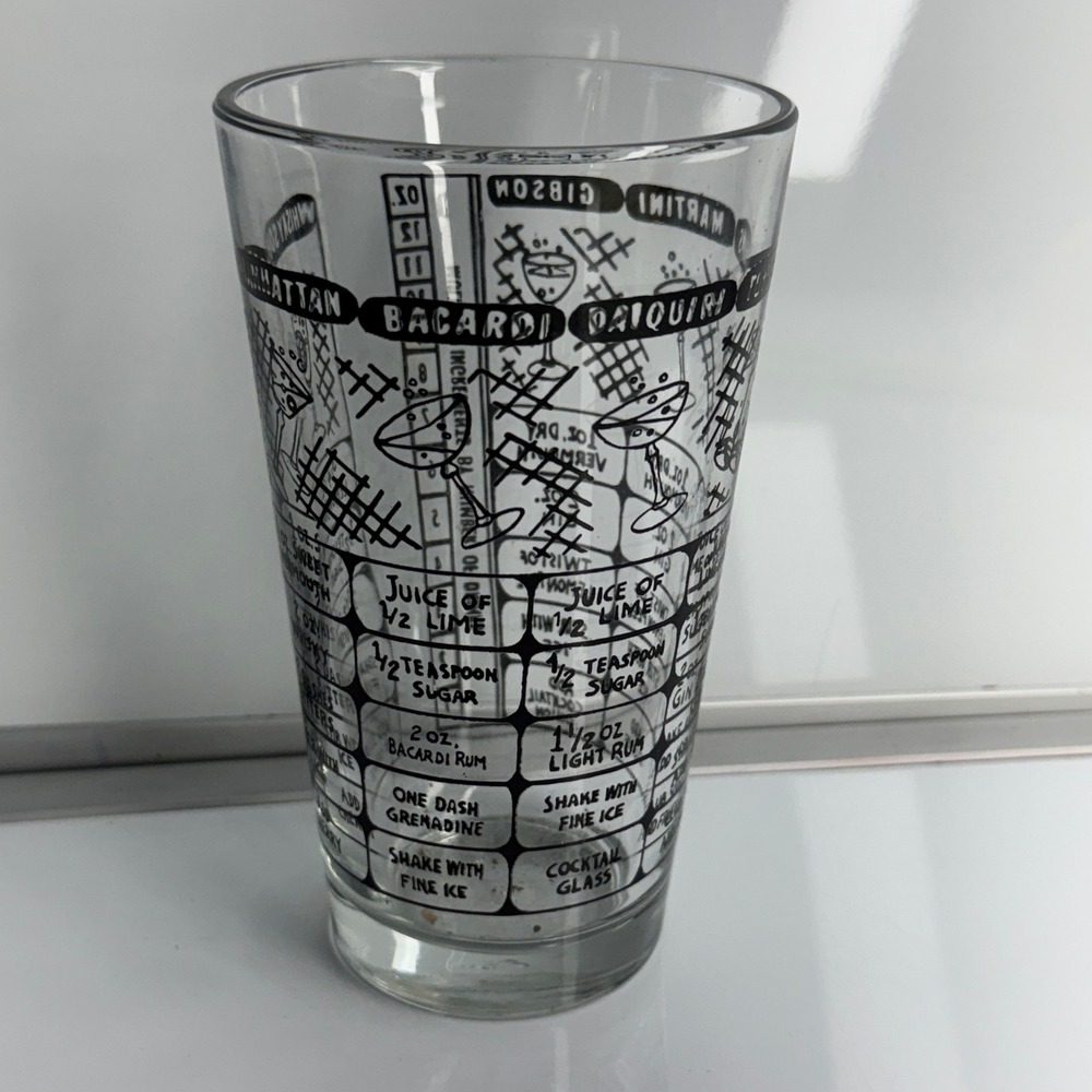 Cocktail Recipe Glass Tumbler Bartender Drink Guide Pint Size